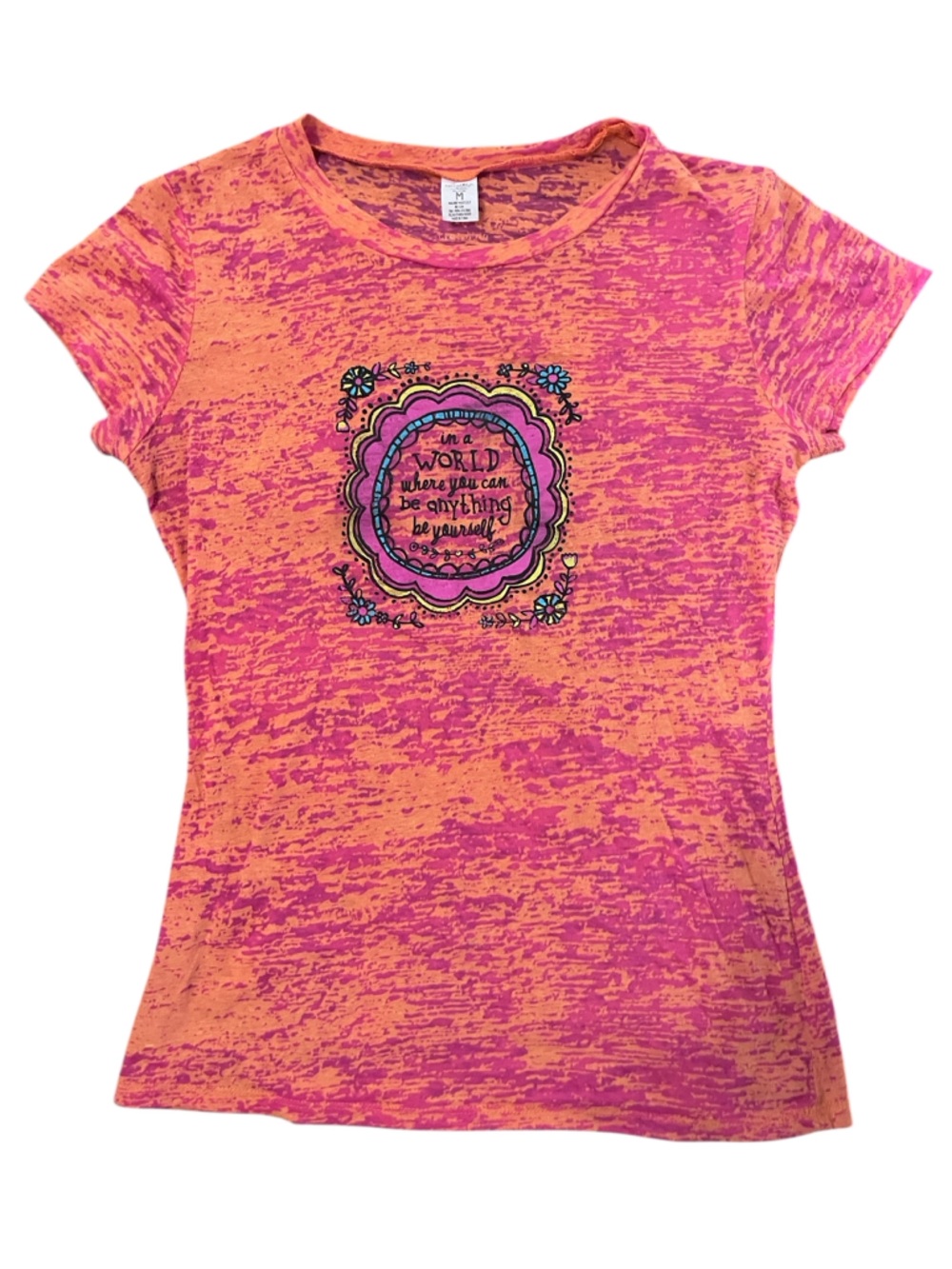 NATURAL LIFE Orange and Pink Floral Medallion Graphic Tee